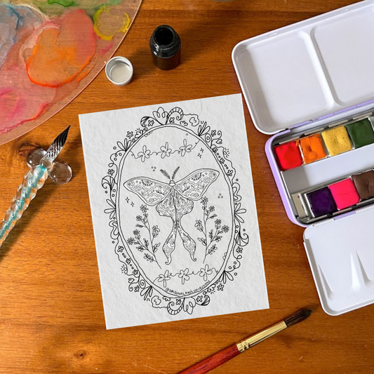 Coloring Page: Floral Moth