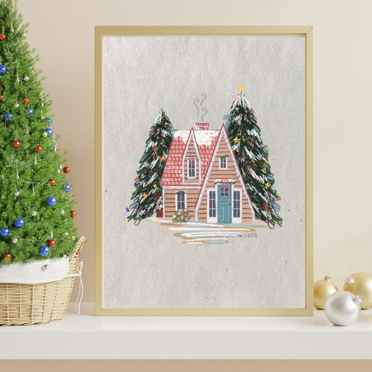Winter Cottage Print