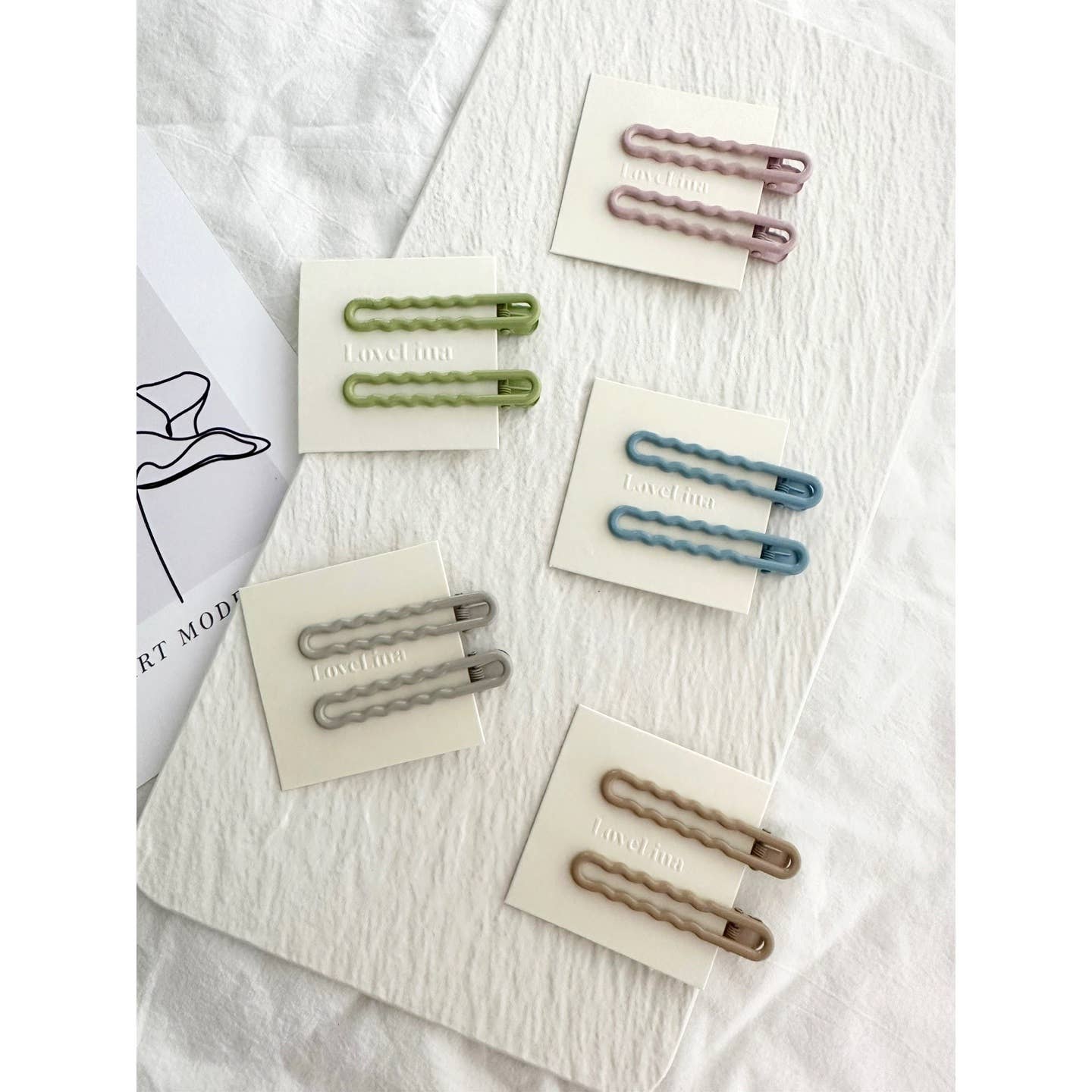 Wavy Muted Colored Hair Clips (5 colors)