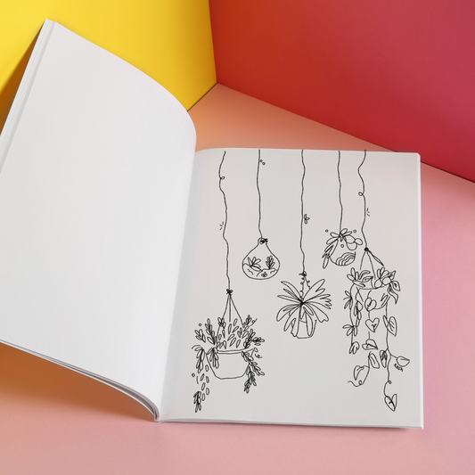 Coloring Page: Simple Hanging Plants
