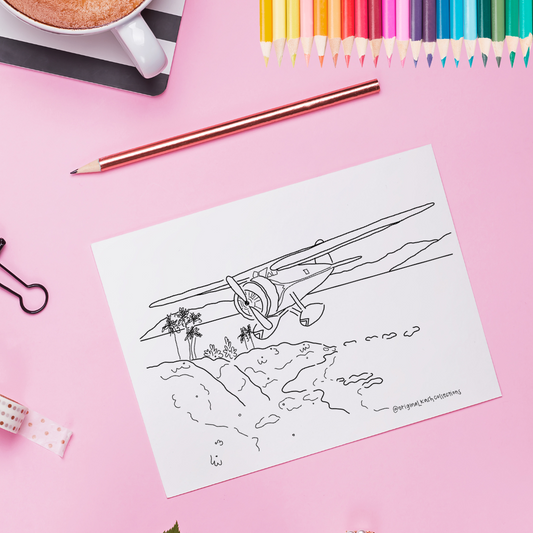 Coloring Page: Flying Over the Islands
