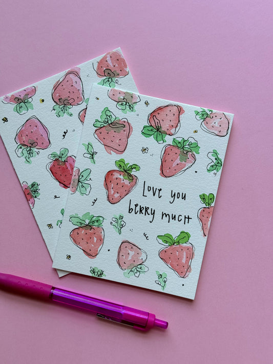 Hand Painted Love you BERRY Much Card