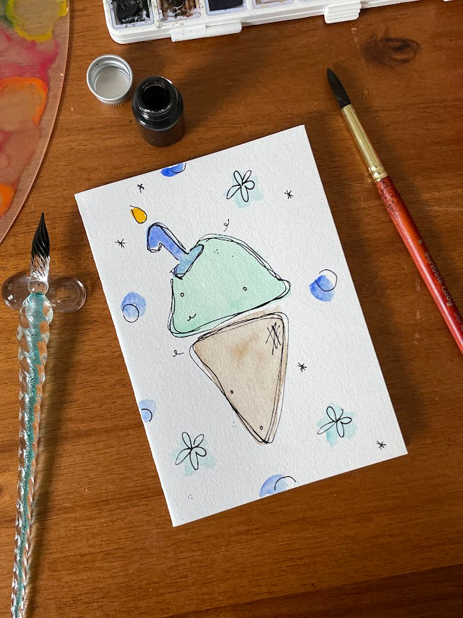 Hand Painted First Scoop Birthday Card