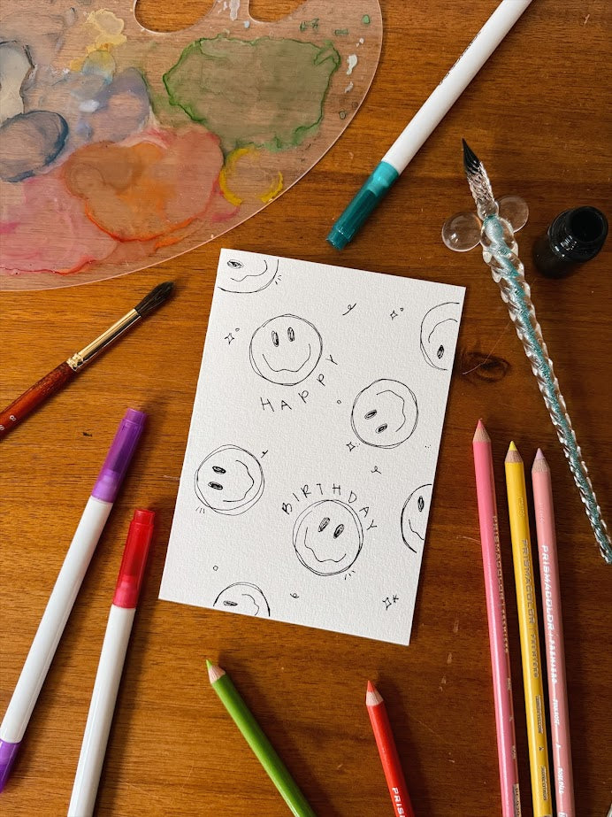 Color-It-Yourself Smiley Birthday Card