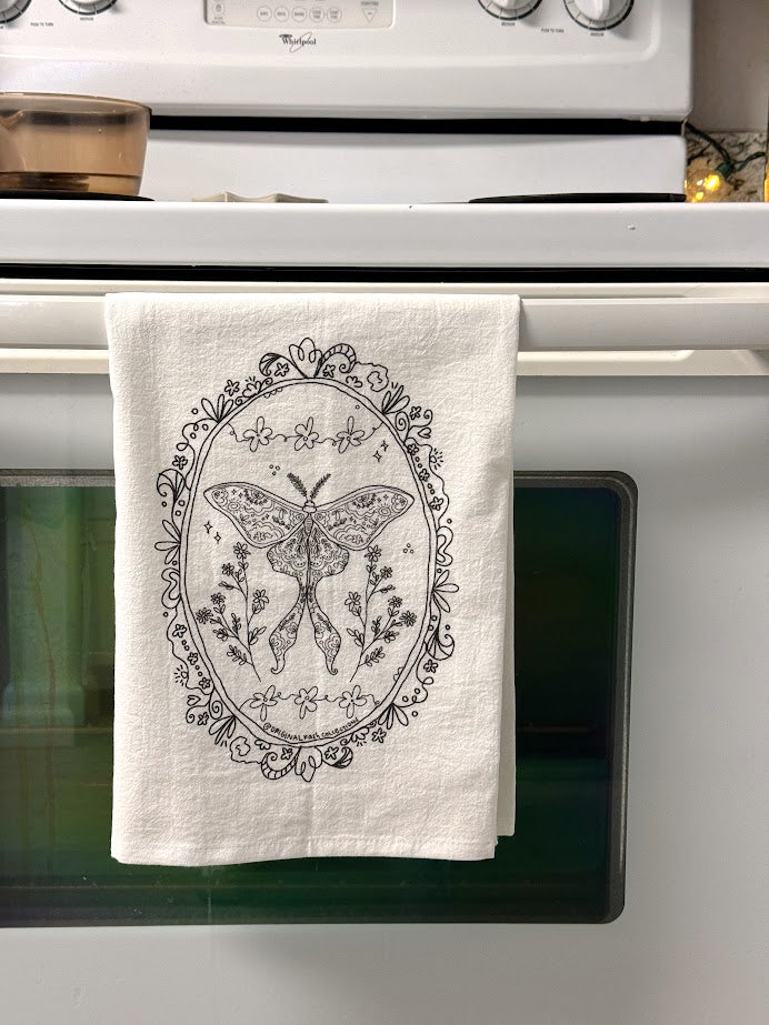 White Moth Tea Towel - 27"x27"