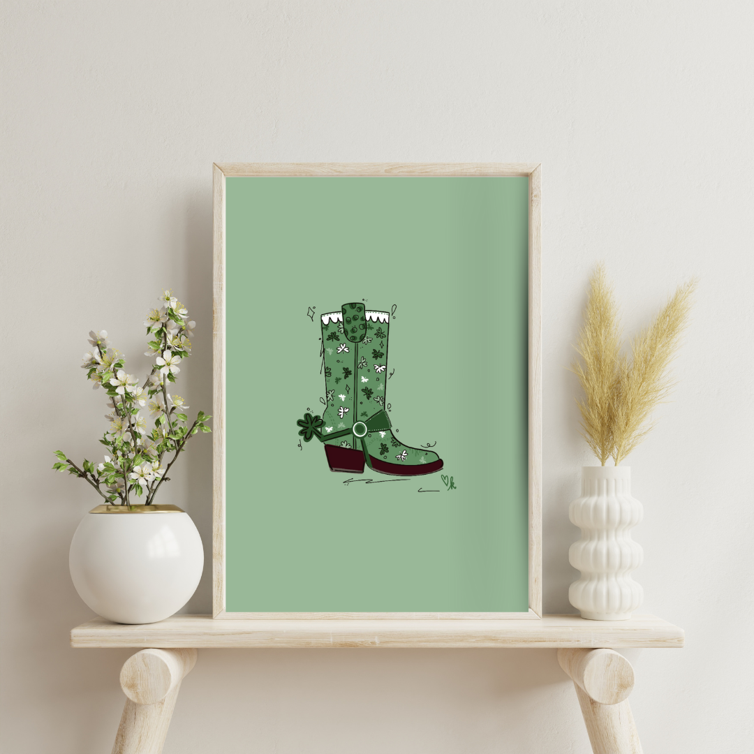 Let's Get Lucky Cowboy Boot Print