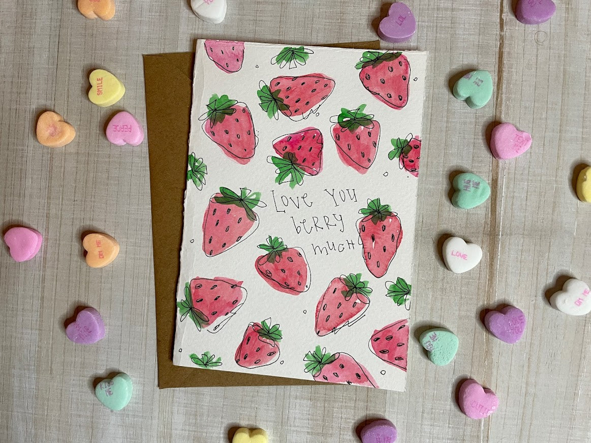 Hand Painted Love you BERRY Much Card