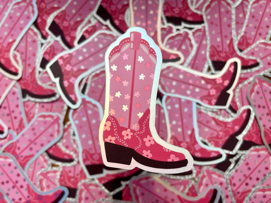 Pink Cowboy Boot Sticker (2 styles)