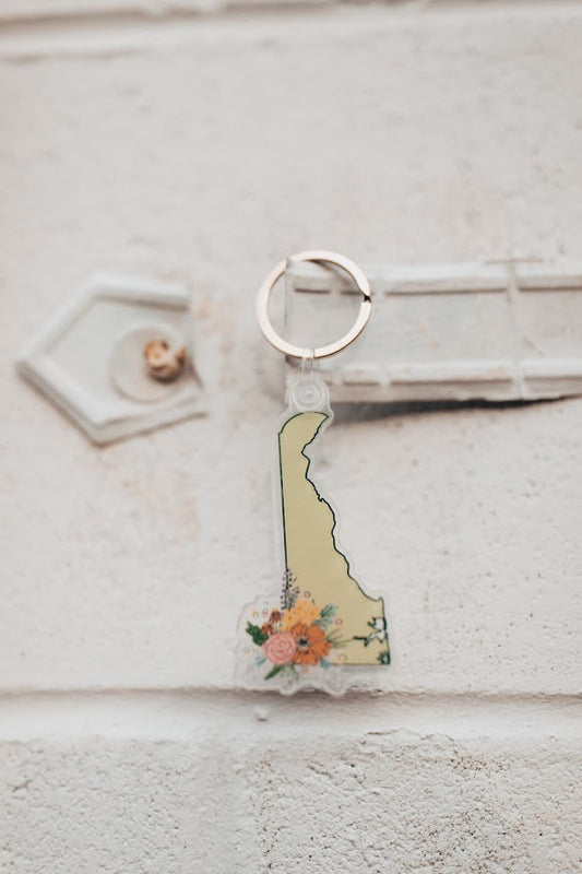 Green Delaware Floral Keychain