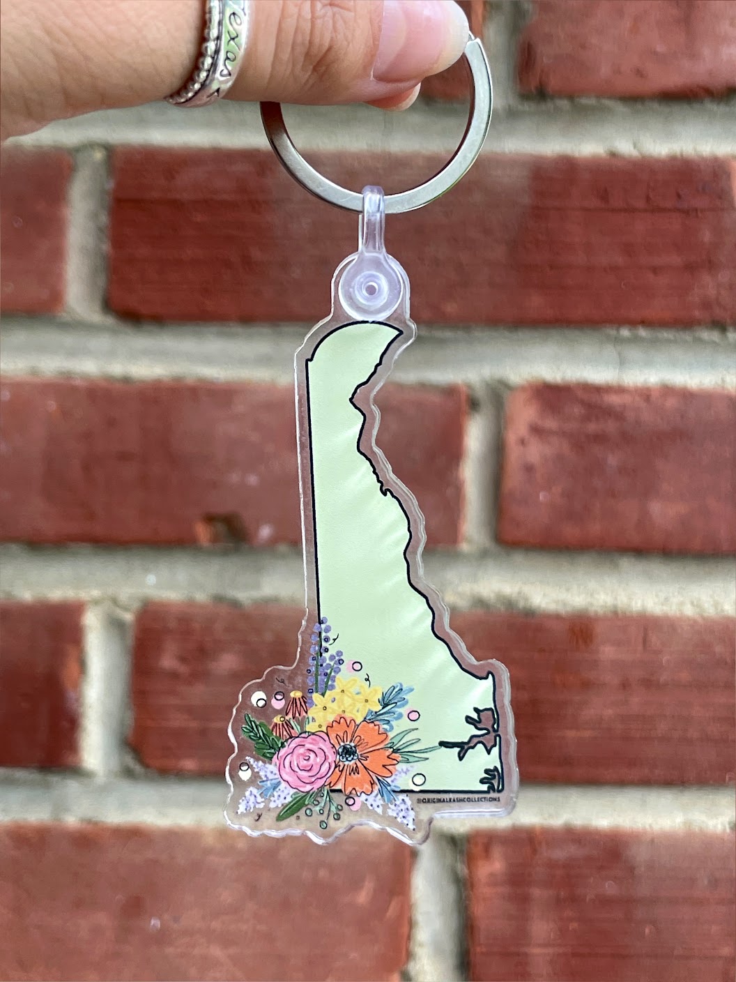 Green Delaware Floral Keychain